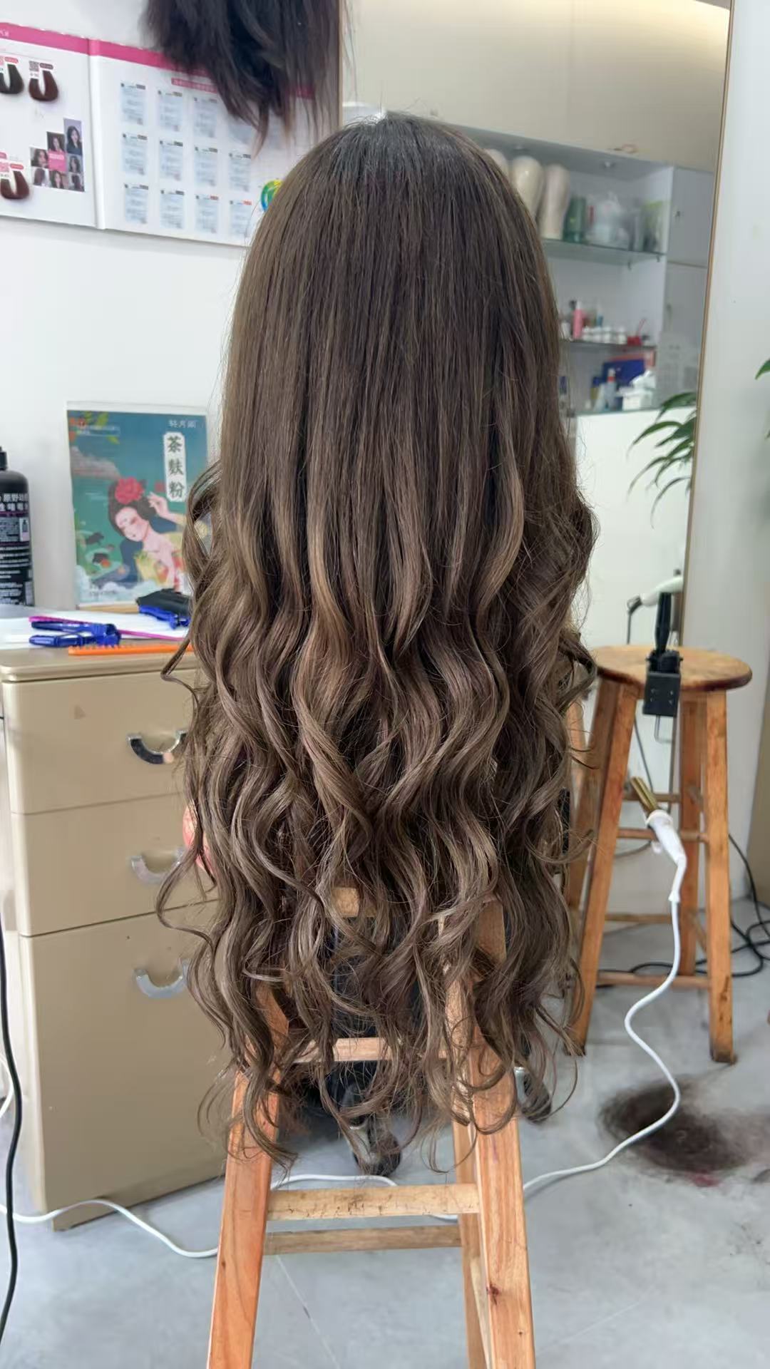 MEBARY Natural Chestnut Brown Long Wavy Human Hair Wig for White Women