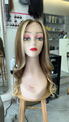 MEBARY Natural Look Blonde Ombre Human Hair Wig