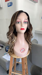 MEBARY Ash Blonde Highlight Human Hair Wig for White Women