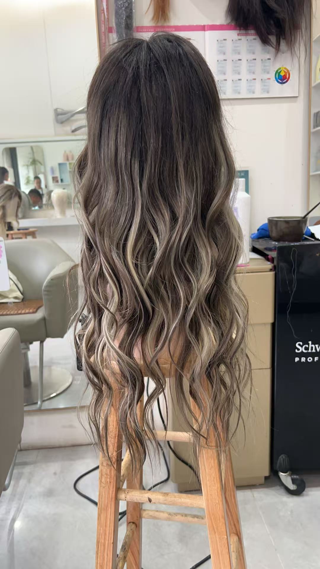 MEBARY Ombre Brown to Ash Blonde Highlight Human Hair Wig for White Women