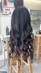 MEBARY Black and Platinum Blonde Split Human Hair Wig for White Women