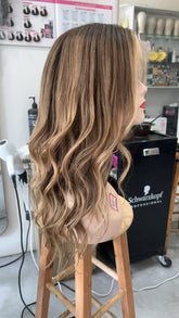 MEBARY Honey Blonde Highlight Human Hair Wig for White Women