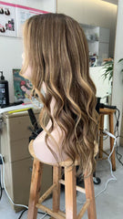 MEBARY Honey Blonde Highlight Human Hair Wig for White Women