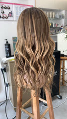 MEBARY Honey Blonde Highlight Human Hair Wig for White Women