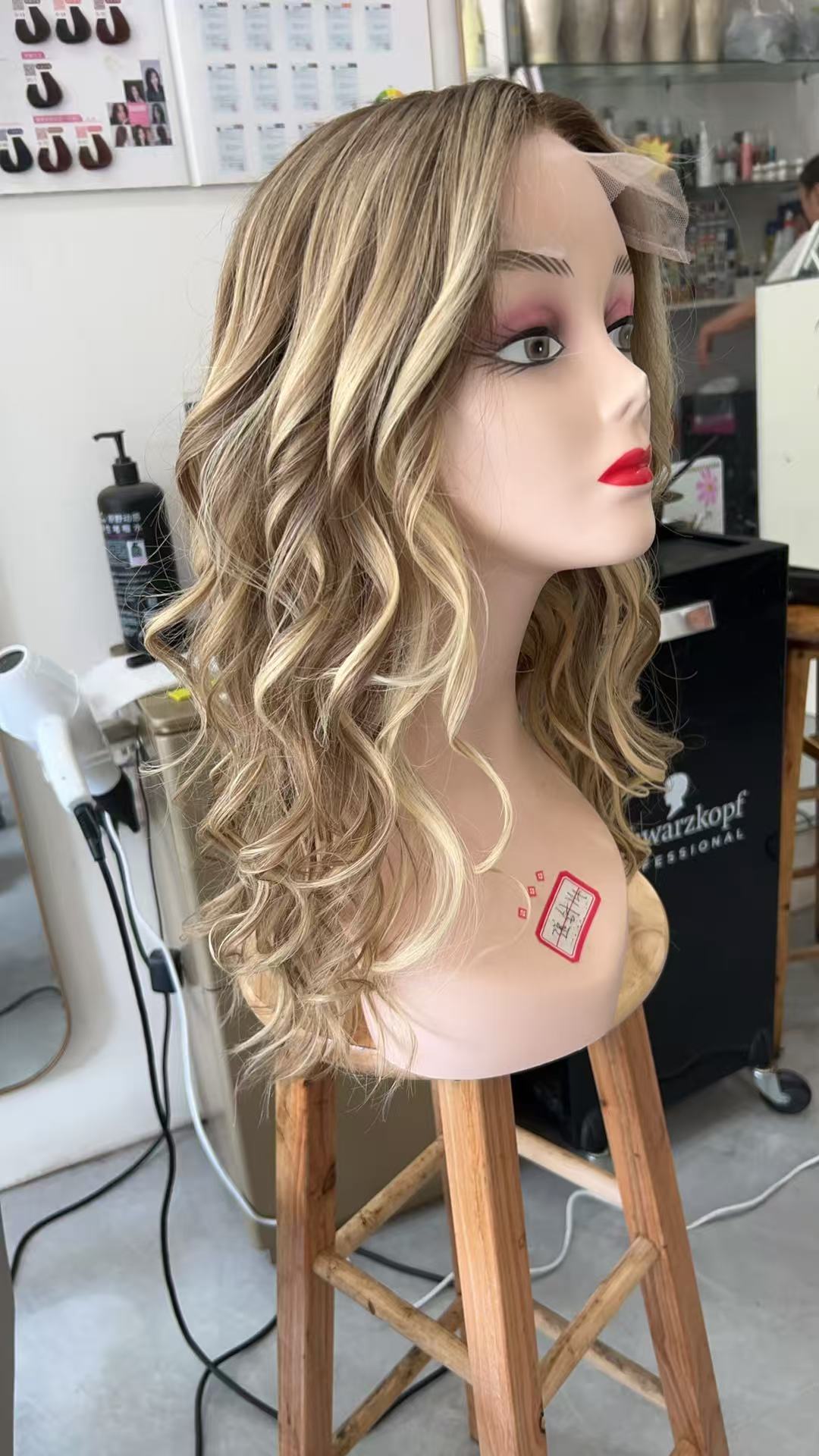 MEBARY Brown Blonde Highlight Body Wave Human Hair Wig for White Women