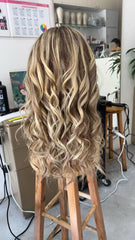 MEBARY Brown Blonde Highlight Body Wave Human Hair Wig for White Women