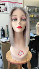 MEBARY Modern Silver-Gray Straight Hair Wig