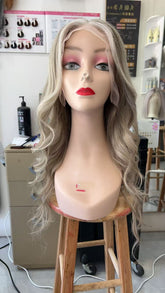 MEBARY Sun-Kissed Balayage Long Waved Human Hair Wig for White Women