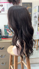 MEBARY Luxurious Dark Black Long Curly Human Hair Wig for White Women