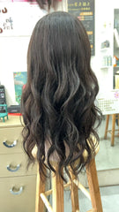 MEBARY Luxurious Dark Black Long Curly Human Hair Wig for White Women