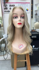 MEBARY Platinum Blonde 200% Density Wavy Human Hair Wig with Natural Look