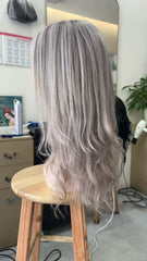 MEBARY Silver Ash Blonde 200% Density Human Hair Wig for White Women