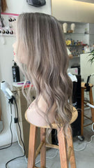 MEBARY Voluminous Ash Blonde Wigs 100% Human Hair for White Women