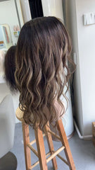 MEBARYHoney Brown 200% Density Long Wavy Lace Front Glueless Wig