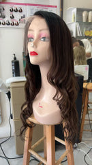 MEBARY deep Brown 200% DensityHuman Hair Wig Brown with wavy texture