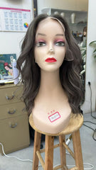 MEBARY Silver Balayage Wavy Human Hair Wig with Soft Curls