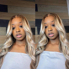 P4/613 Blonde Highlight Human Hair Wig 180% Density