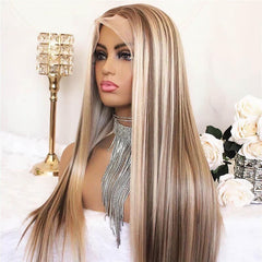P4/613 Blonde Highlight Human Hair Wig 180% Density
