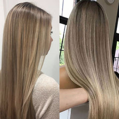 Ash Blonde Balayage Wigs HD Transparent Lace Straight Human Hair Wig