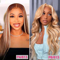 Brown Wigs With Blonde Highlights 13x4 Lace Wigs Body Wave Human Hair