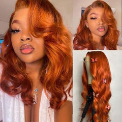 #350 Ginger Orange Colored Wig Body Wave Lace Front Human Hair Wigs