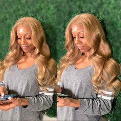 Honey Brown Wig Wavy Human Hair Wigs