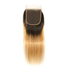 Ombre Human Hair 4x4 Lace Closure with Dark Roots