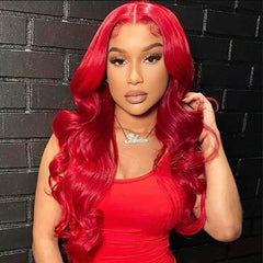 Red Colored Human Hair Wigs HD Lace Front Wig
