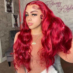 Red Colored Human Hair Wigs HD Lace Front Wig