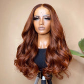 #35 Dark Chocolate Auburn Wig Body Wave Transparent Lace Human Hair Wigs