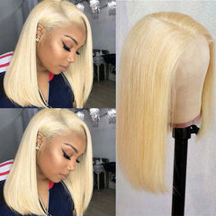 613 Light Blonde Bob Wig HD Transparent Lace Front Human Hair Wigs