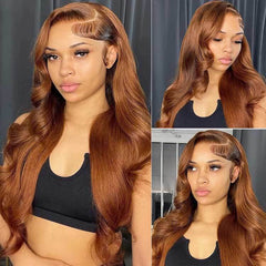 #30 Auburn Lace Front Wigs Body Wave Virgin Human Hair Wigs