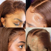 #4 Chocolate Brown Wig Straight Lace Front Wigs 100% Human Hair