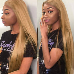 #27 Honey Blonde Lace Front Wigs Brazilian Straight Human Hair Wigs