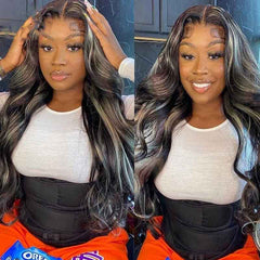 Platinum Highlights Straight Mixed Color Transparent HD Lace Front Human Hair Wigs