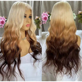 Reverse Blonde Brown Ombre Wig Body Wave HD Lace Front Human Hair Wigs