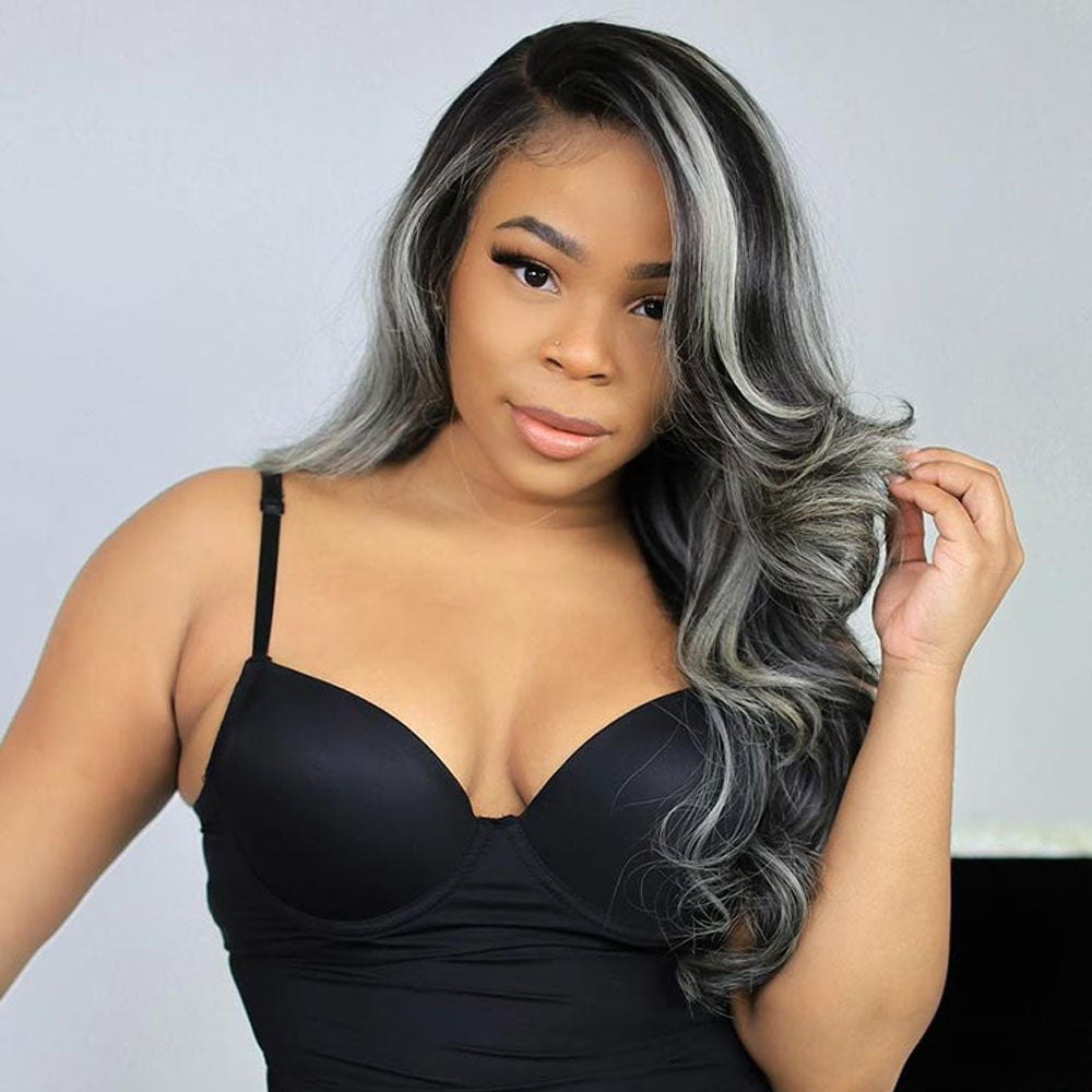 Mixed Gray Human Hair Wigs