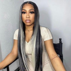 Mixed Gray Human Hair Wigs