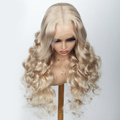 Tea Milk Ash Blonde HD Lace Wigs 3D Body Wave Human Hair Wigs