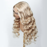 Tea Milk Ash Blonde HD Lace Wigs 3D Body Wave Human Hair Wigs