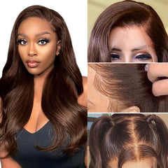 Chocolate Brown Wig Body Wave 360 Transparent Lace Frontal Human Hair Wigs