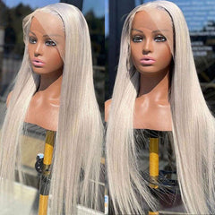 Ash Blonde Wig Bone Straight Transparent HD Lace Wigs 100% Human Hair