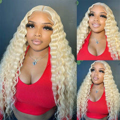 13x6 HD Lace Fronatl Wig 613 Light Blonde Hair Deep Wave Human Hair Wigs