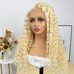 13x6 HD Lace Fronatl Wig 613 Light Blonde Hair Deep Wave Human Hair Wigs