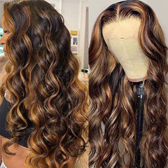 Highlights Brown 360 Lace Frontal Wig Body Wave Human Hair Wigs