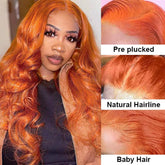 Ginger Orange Color Glueless Lace Wig Body Wave Human Hair Wigs