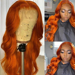 Ginger Orange Color Glueless Lace Wig Body Wave Human Hair Wigs