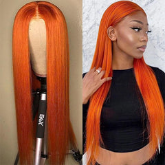 Ginger Orange Glueless Wigs Silky Straight Human Hair Wigs