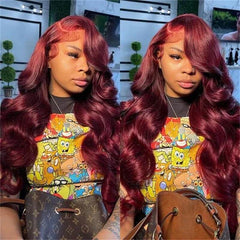 Burgundy Wine Red Lace Front Wig Body Wave Human Hair