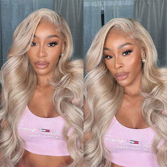 Ash Blonde 360 HD Lace Frontal Wigs Body Wave Human Hair Wigs